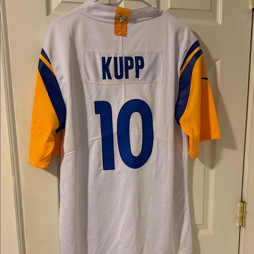 Nike White and Blue Rams Jersey with Yellow Accents